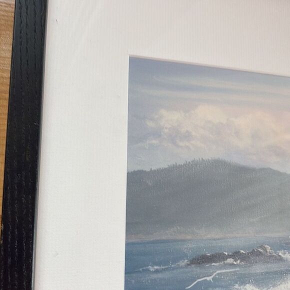 Signed Gerald A Robillard Nautical Seaside Print Rocky Beach with Seagulls - Picture 7 of 12